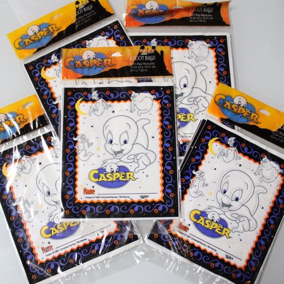 Casper Halloween Loot Bags 1997 Vintage Party Favor Bundle of 5 Sealed Packs - Picture 1 of 9